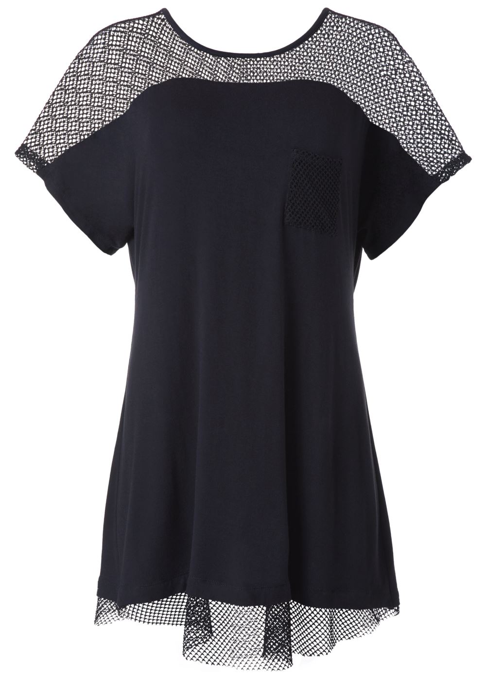 Venus Mesh Trimmed Cover-Up Dress in Black