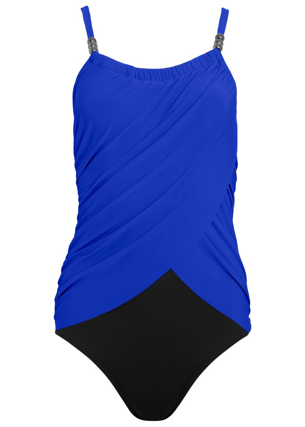 Venus Slimming Draped One-Piece Swimsuit in Cobalt & Black