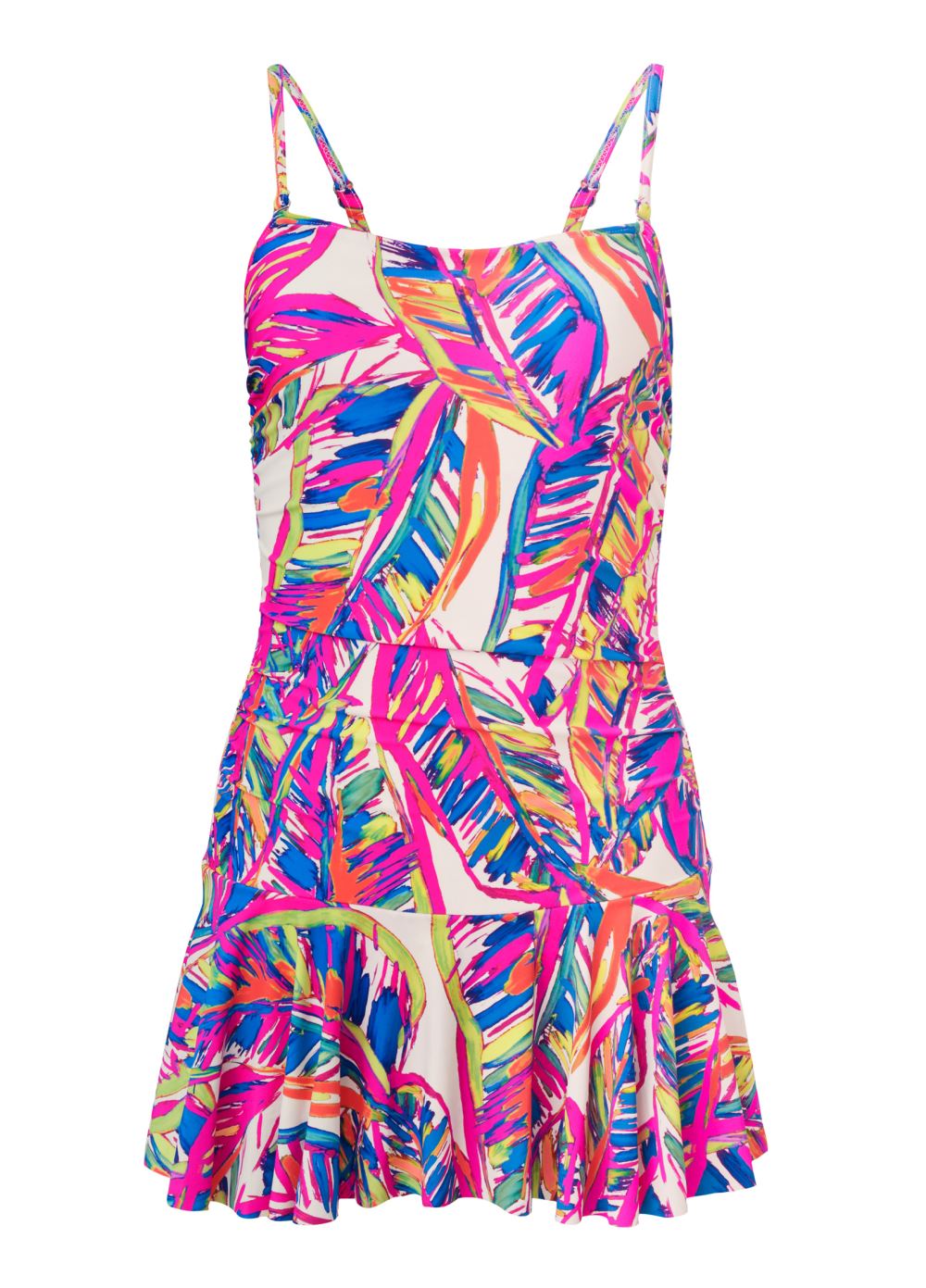 Venus Skirted Bandeau One-Piece Swimsuit in Bright Palm