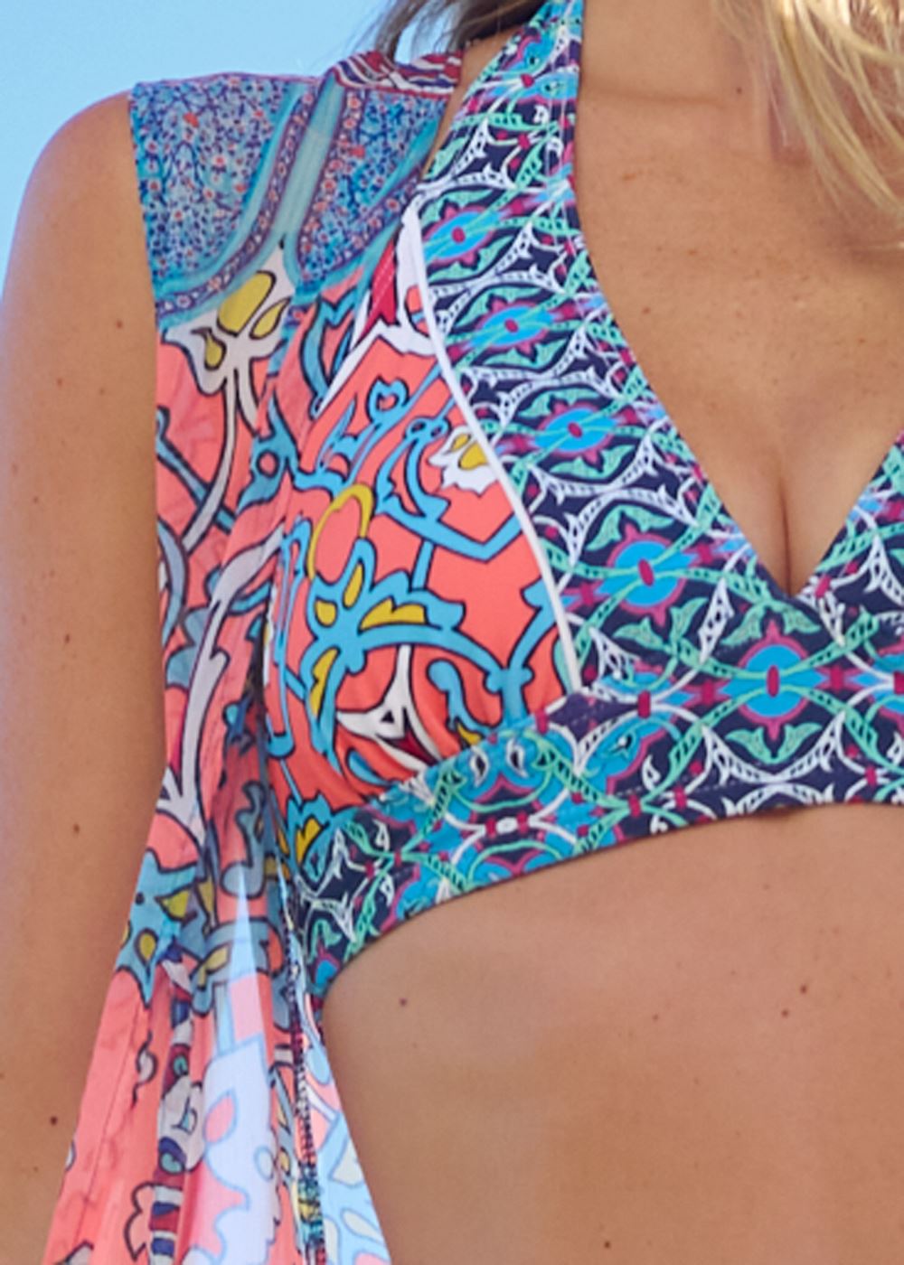 Venus Chiffon Sleeveless Duster in Sea Escape