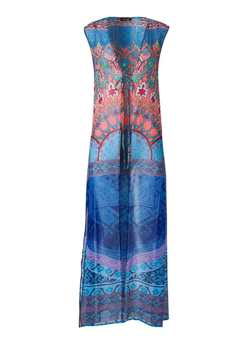 Venus Chiffon Sleeveless Duster in Sea Escape