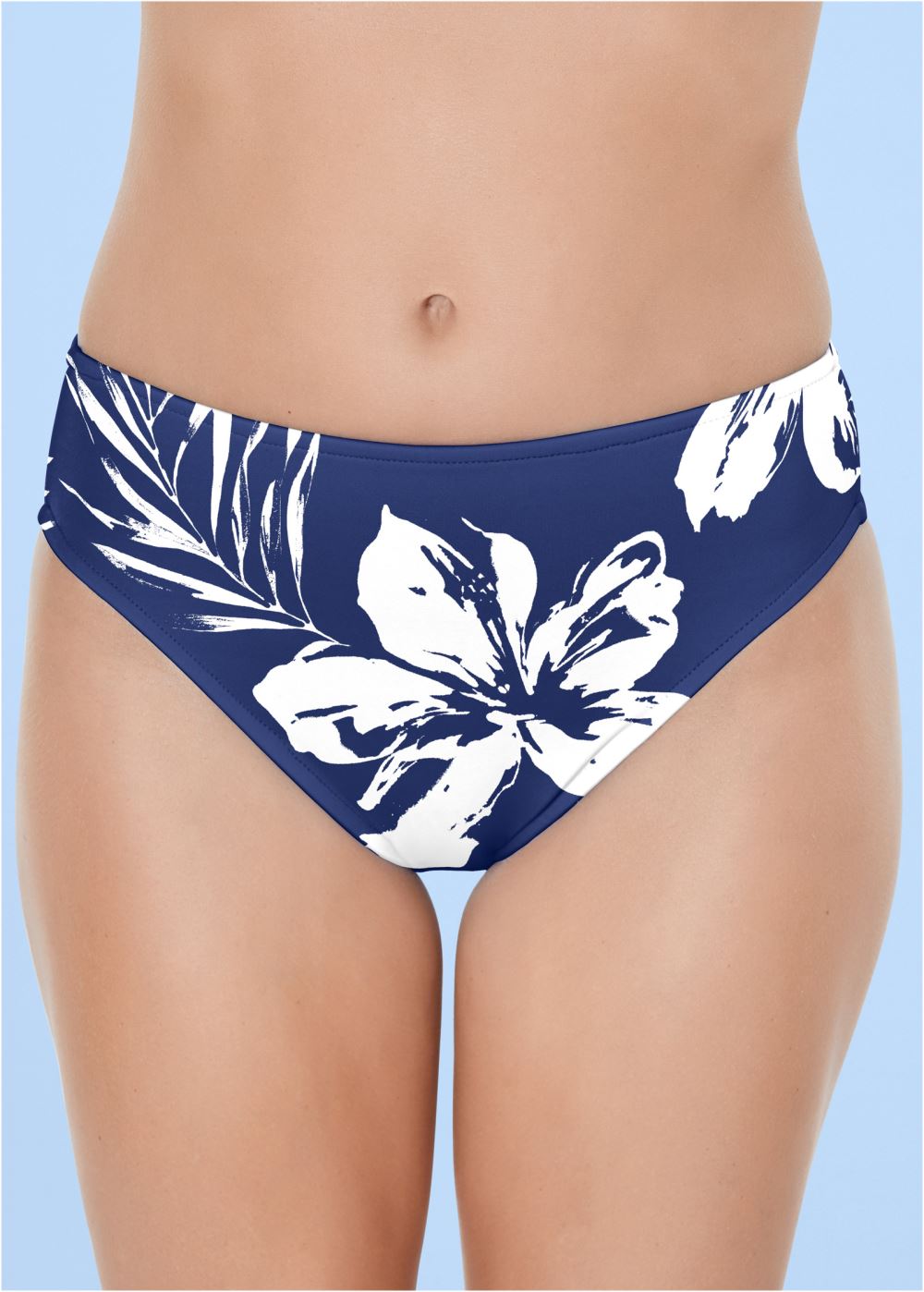 Venus Classic Hipster Mid-Rise Bottom Bikini - Navy Blue Hibiscus