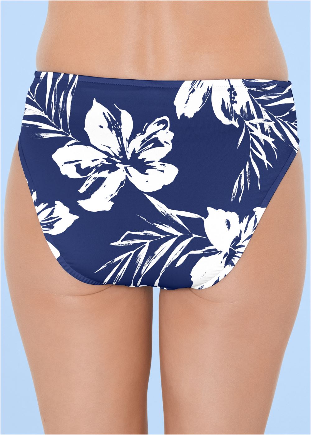 Venus Classic Hipster Mid-Rise Bottom Bikini - Navy Blue Hibiscus