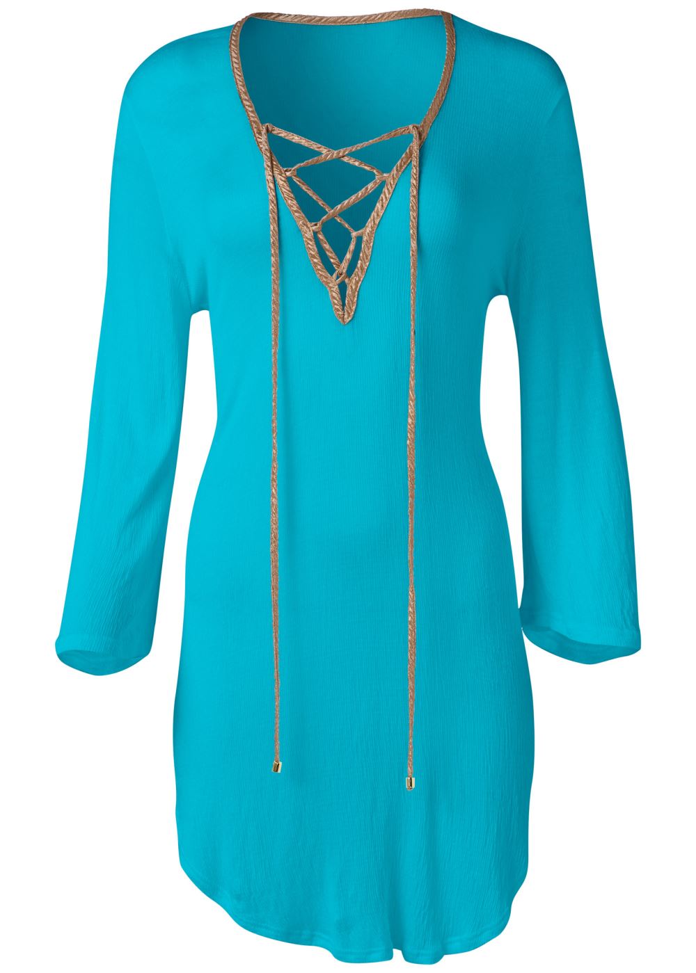 Venus Roman Cover-Up Beach Dress in Aqua Reef