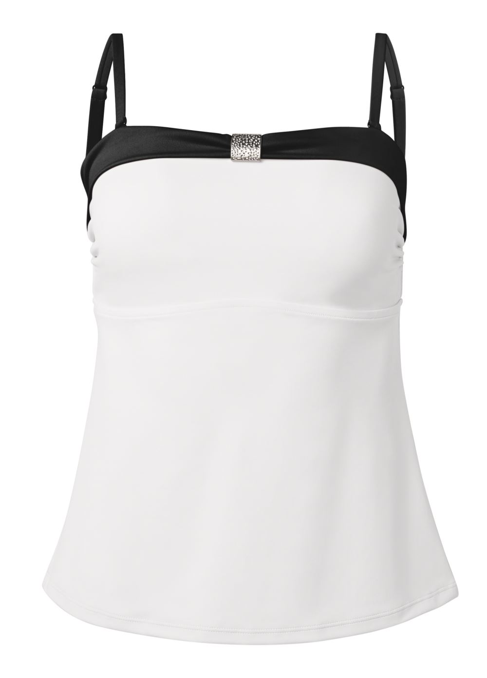 Venus Goddess Bandeau Tankini Top Bikini - White & Black