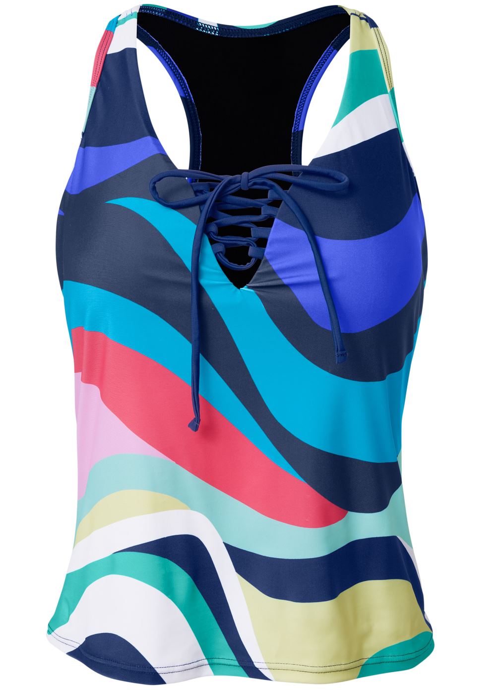Venus Lace Up Racerback Tankini Bikini - Pastel Waves