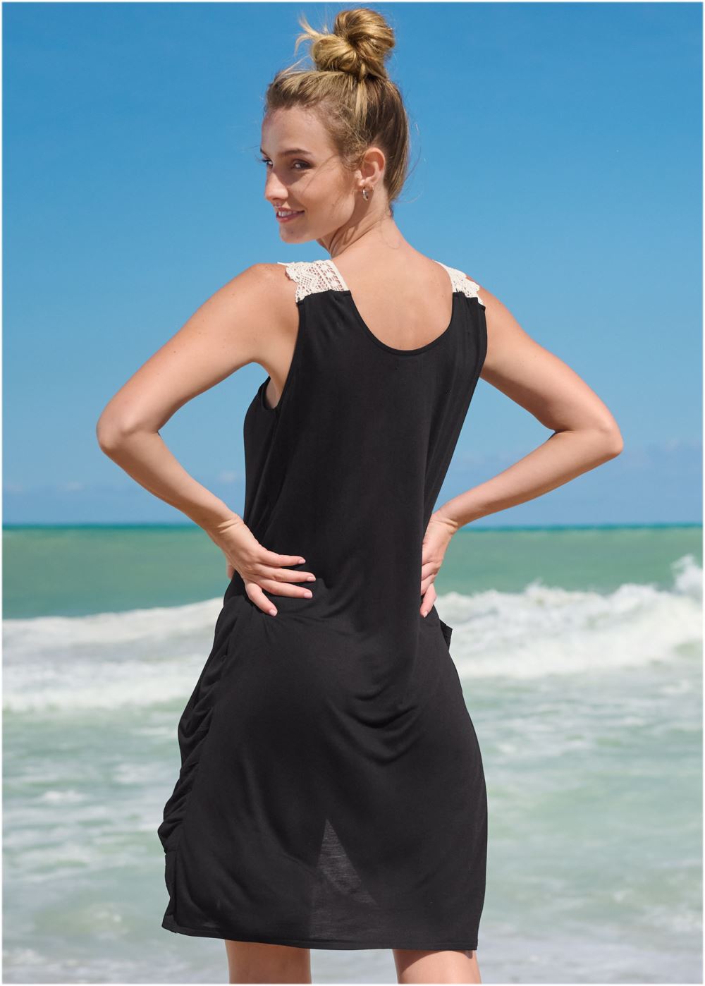 Venus Overlay Cover-Up Dress in Black Beauty