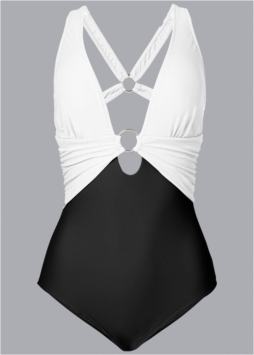 Venus Crisscross One-Piece Swimsuit in Black & White