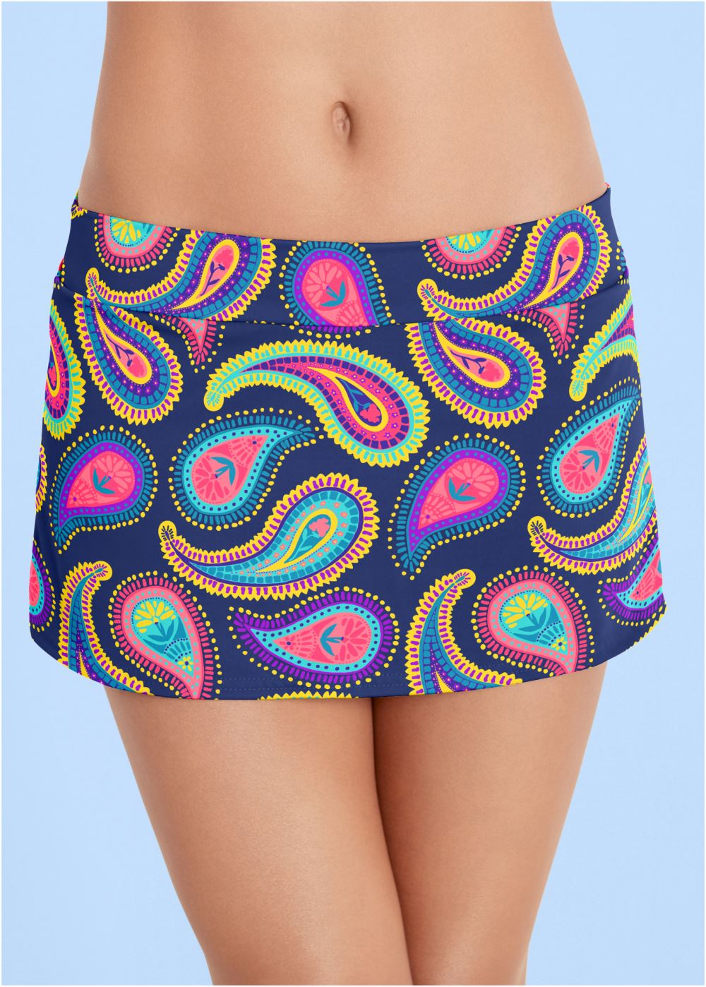 Venus Skirted Mid-Rise Bottom Bikini - Festive Paisley
