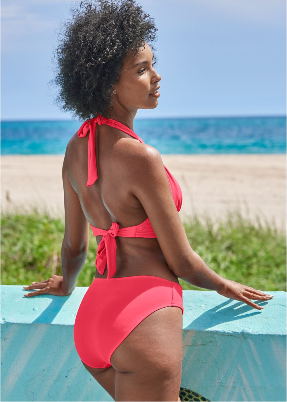 Venus Strappy Mid-Rise Bottom Bikini - Sunset Pink