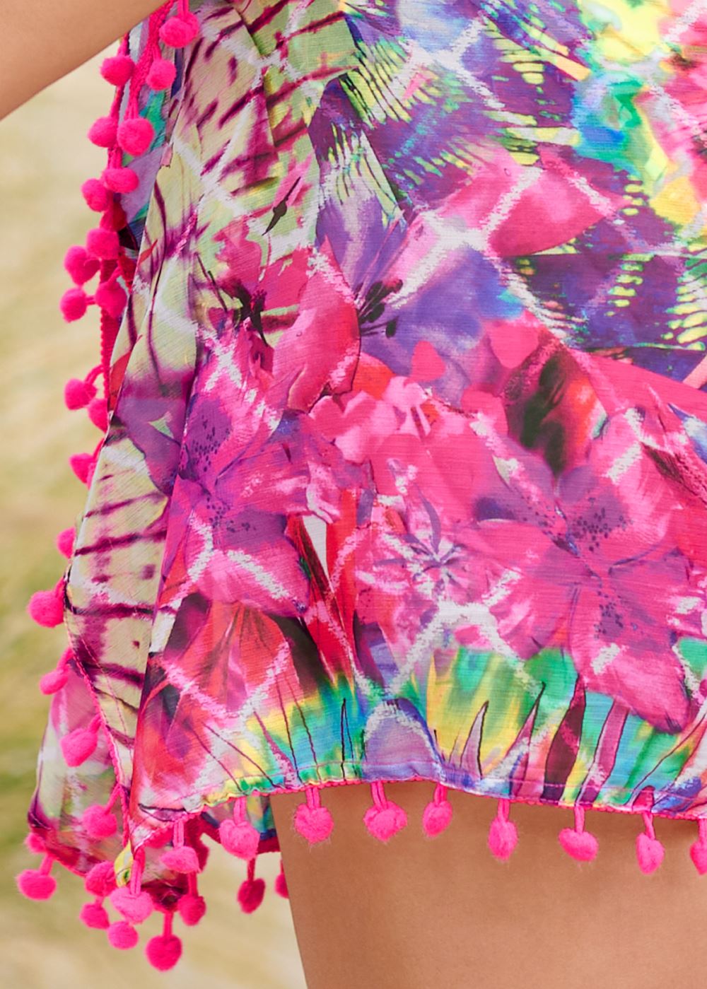 Venus Pom-Pom Fringe Cover-Up in Razzle Dazzle