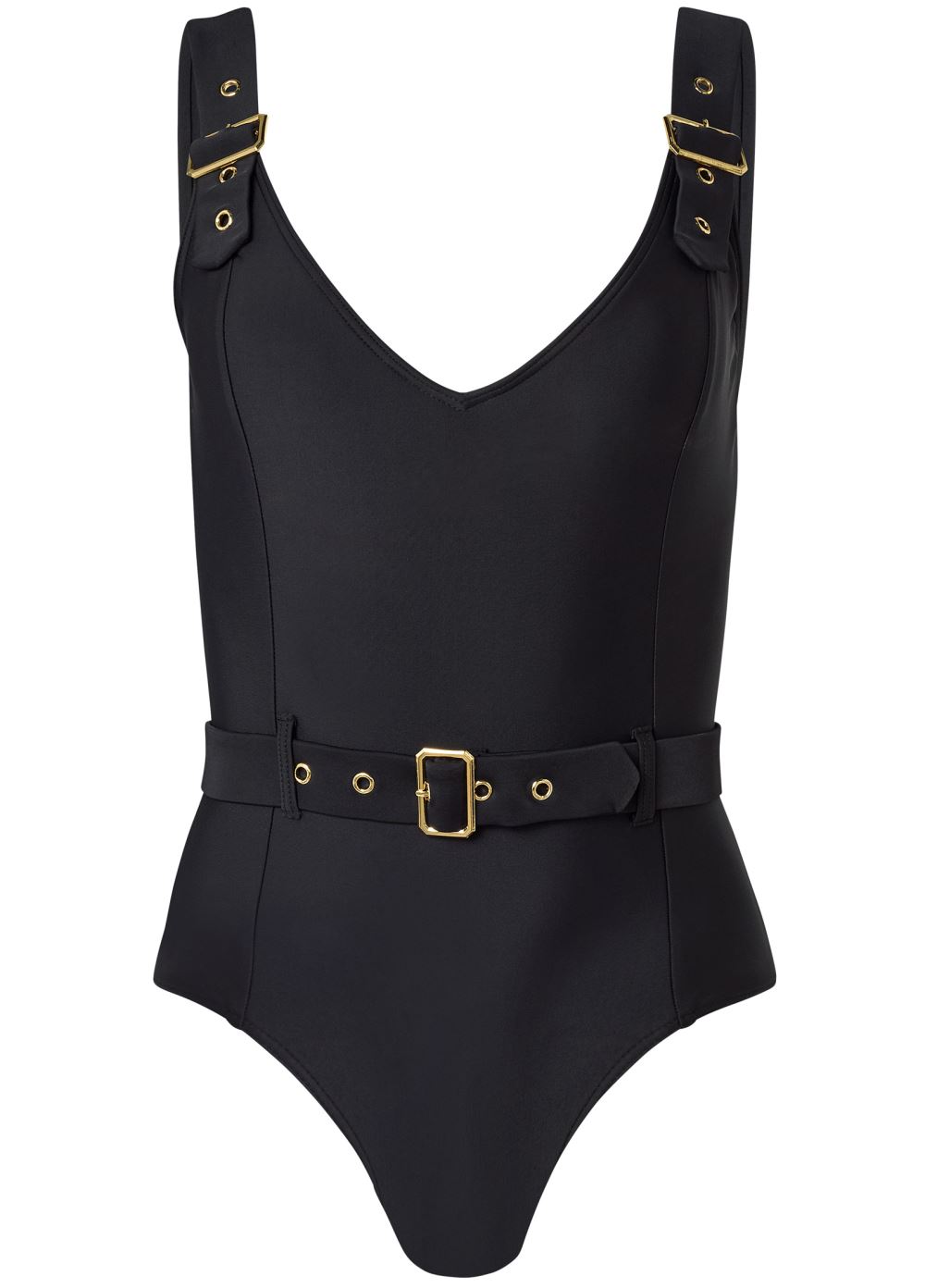 Venus Belted Strap One-Piece Swimsuit in Black Beauty