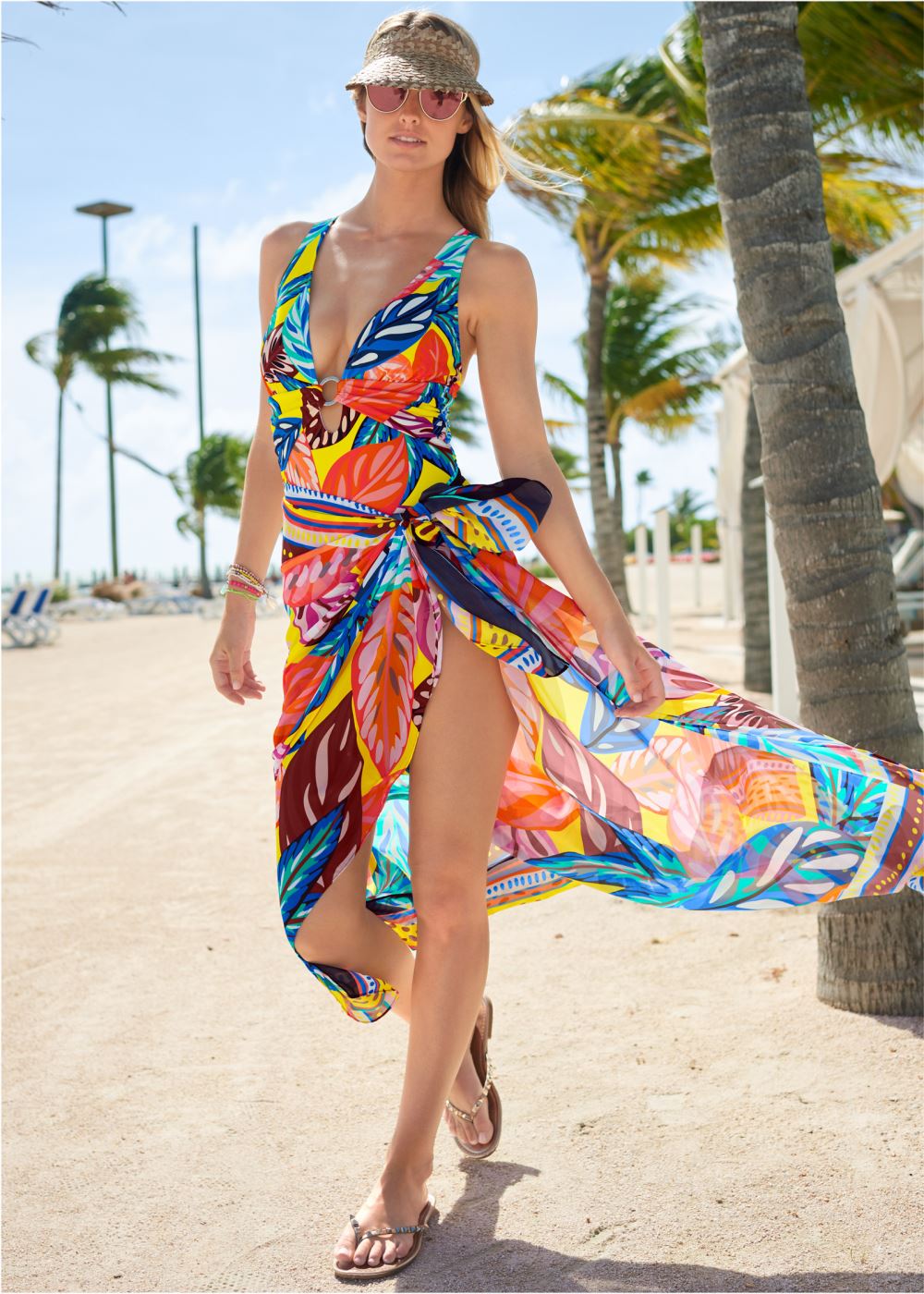 Venus Crisscross One-Piece Swimsuit in Havana Brights
