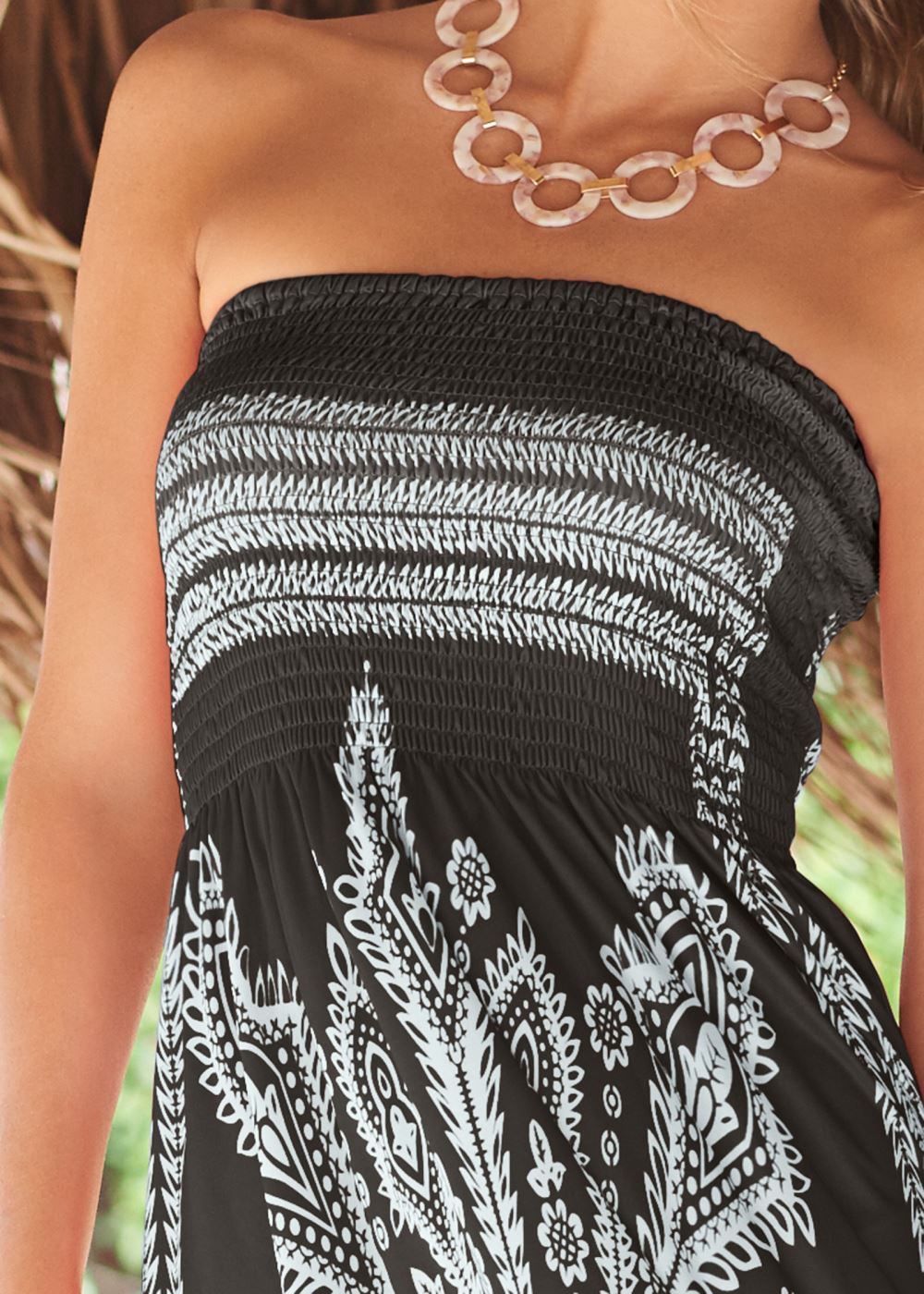 Venus Bandeau Maxi Dress Cover-Up in Black & White