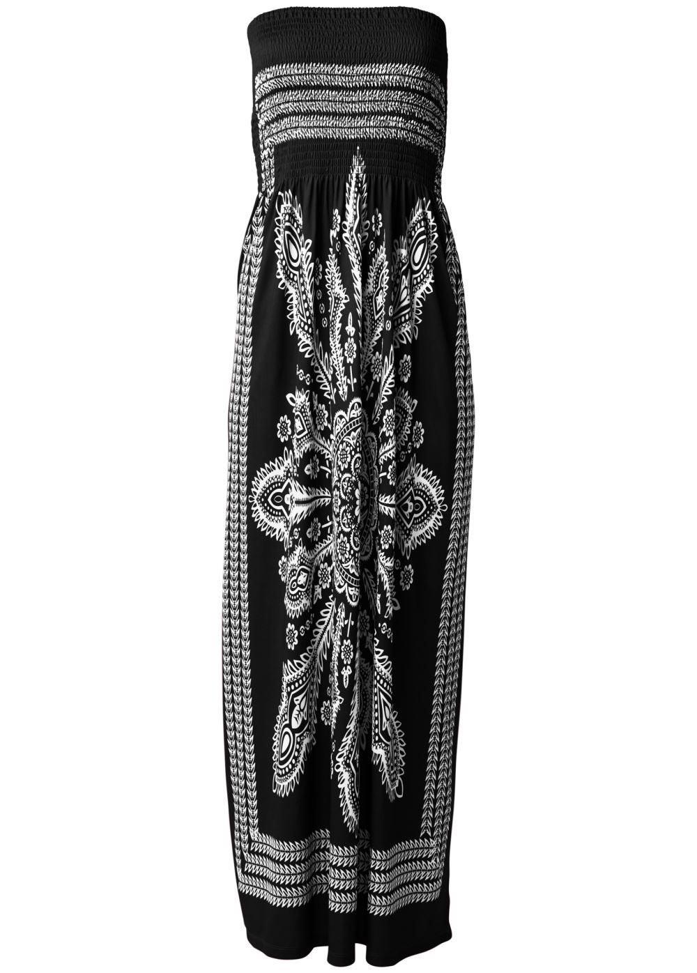 Venus Bandeau Maxi Dress Cover-Up in Black & White