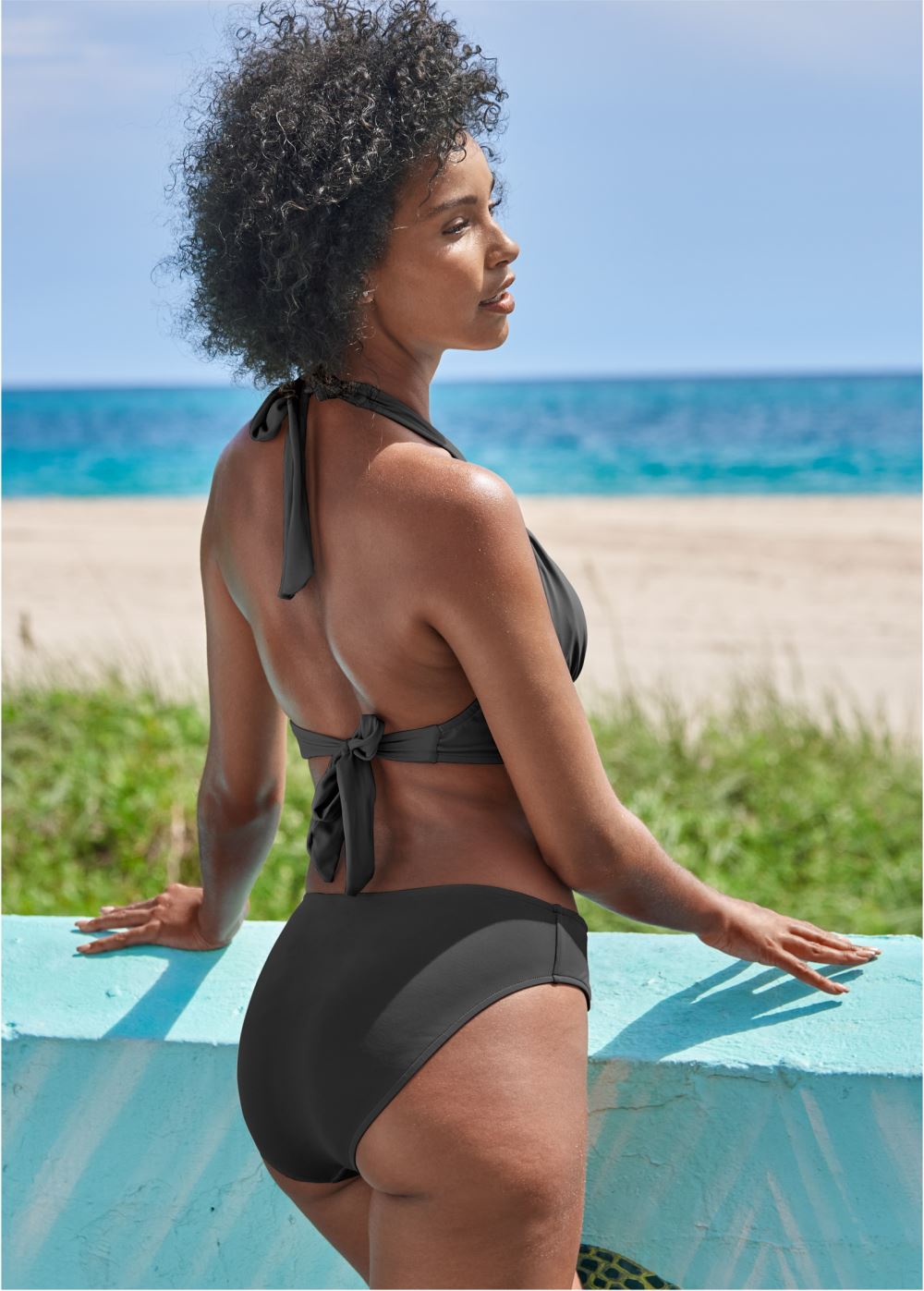 Venus Strappy Halter Top Bikini - Black Beauty