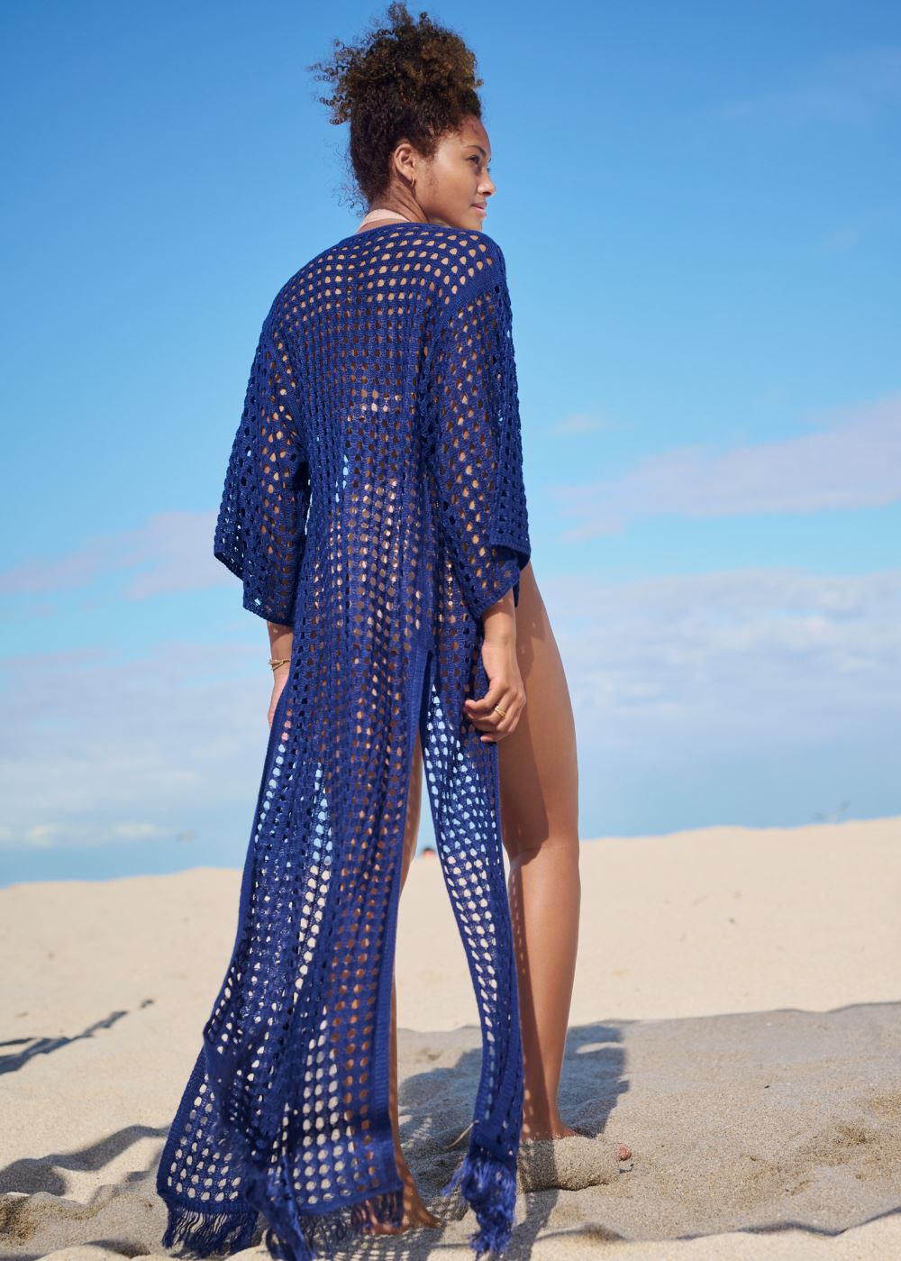 Venus Crochet Kimono Cover-Up in Ultramarine Blue
