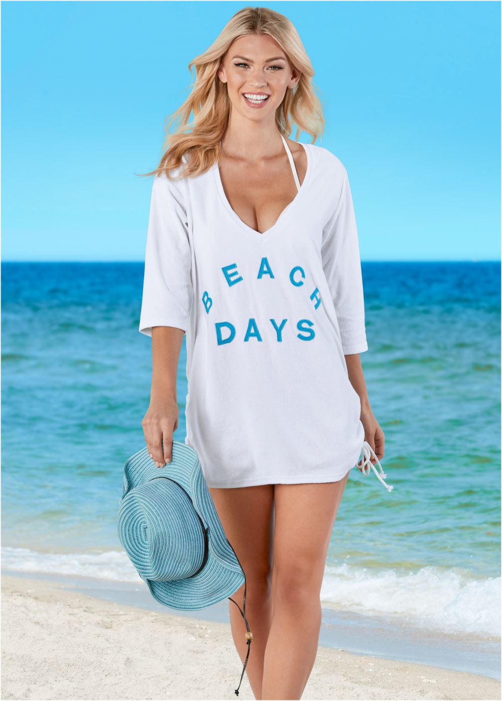 Venus Deep V Beach Cover-Up in White