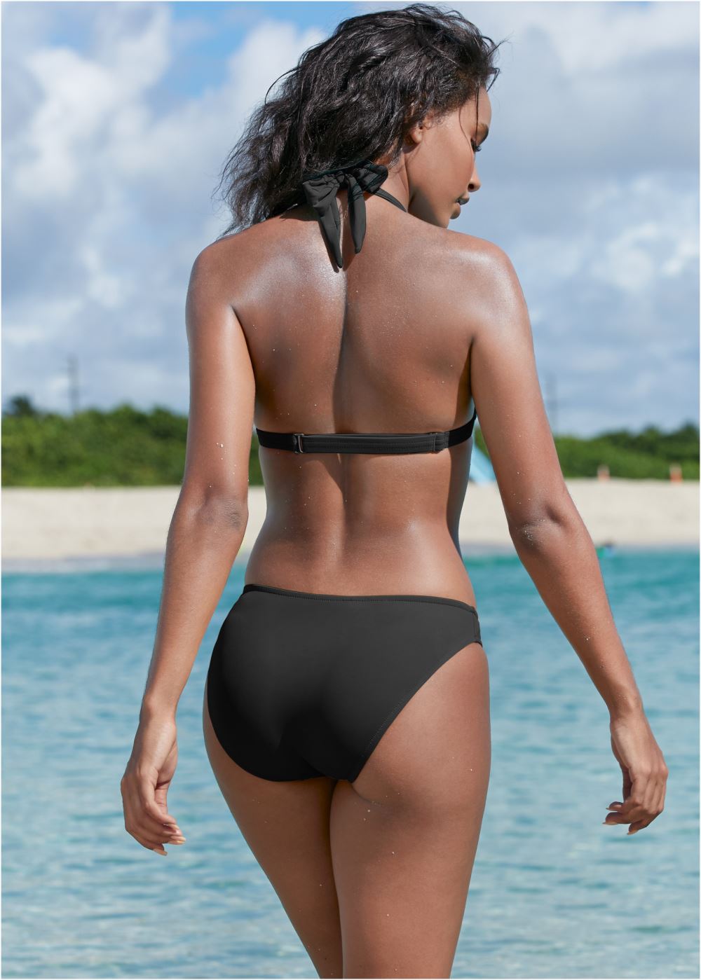 Venus Classic Scoop Front Bottom  Bikini - Black Beauty