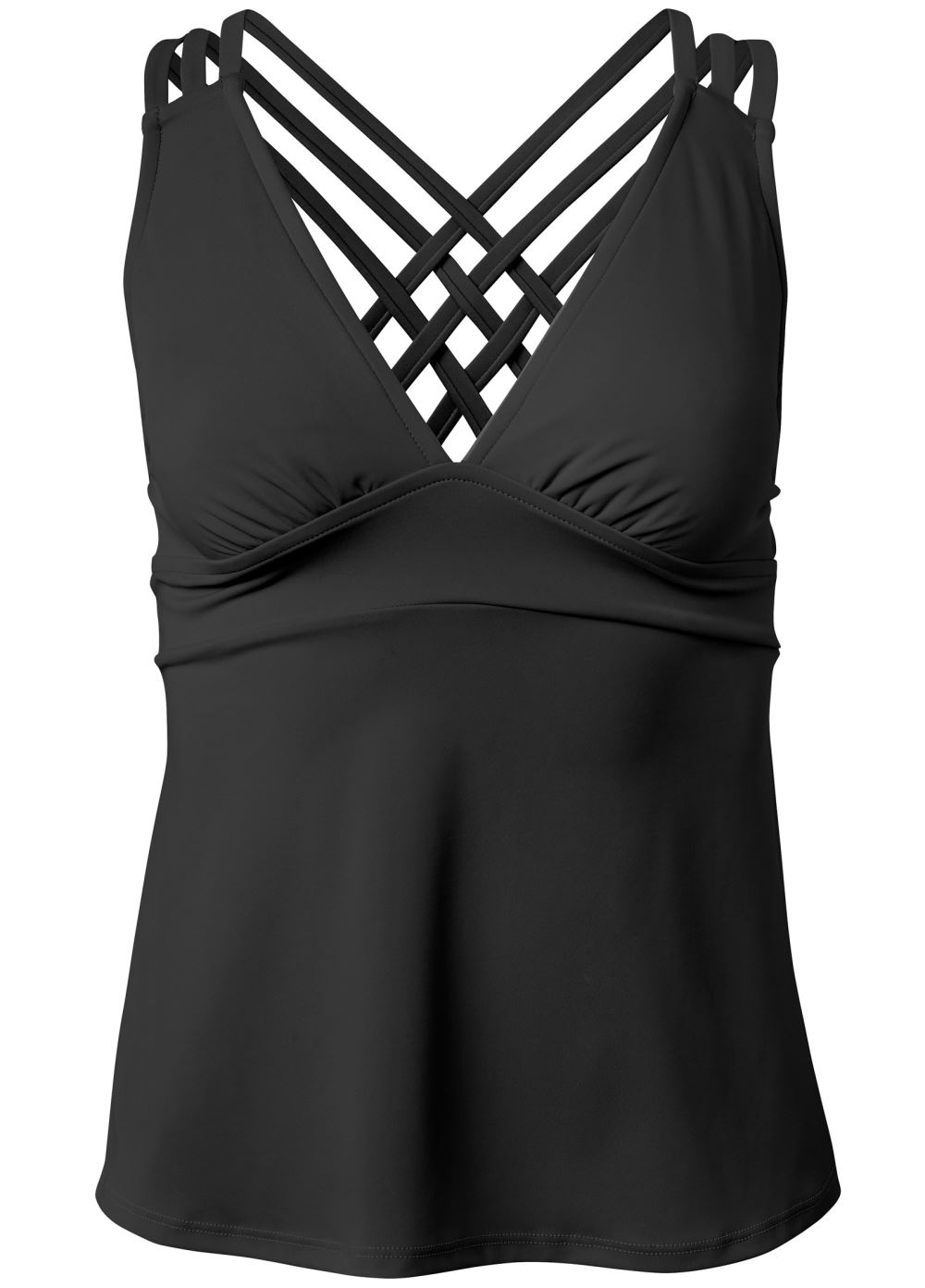 Venus Strappy Tankini Top Bikini - Black Beauty