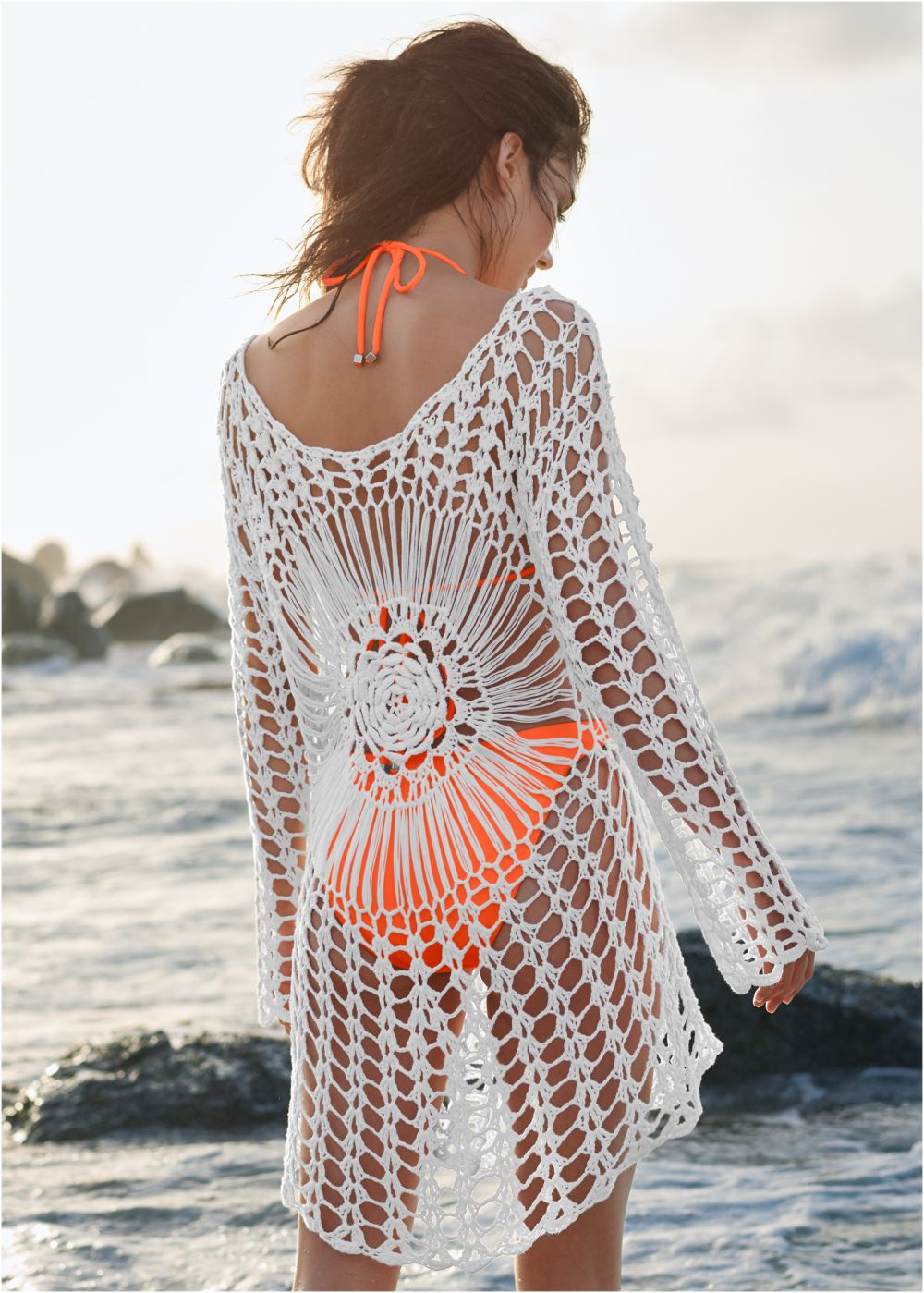Venus Crochet Detail Cover-Up in White