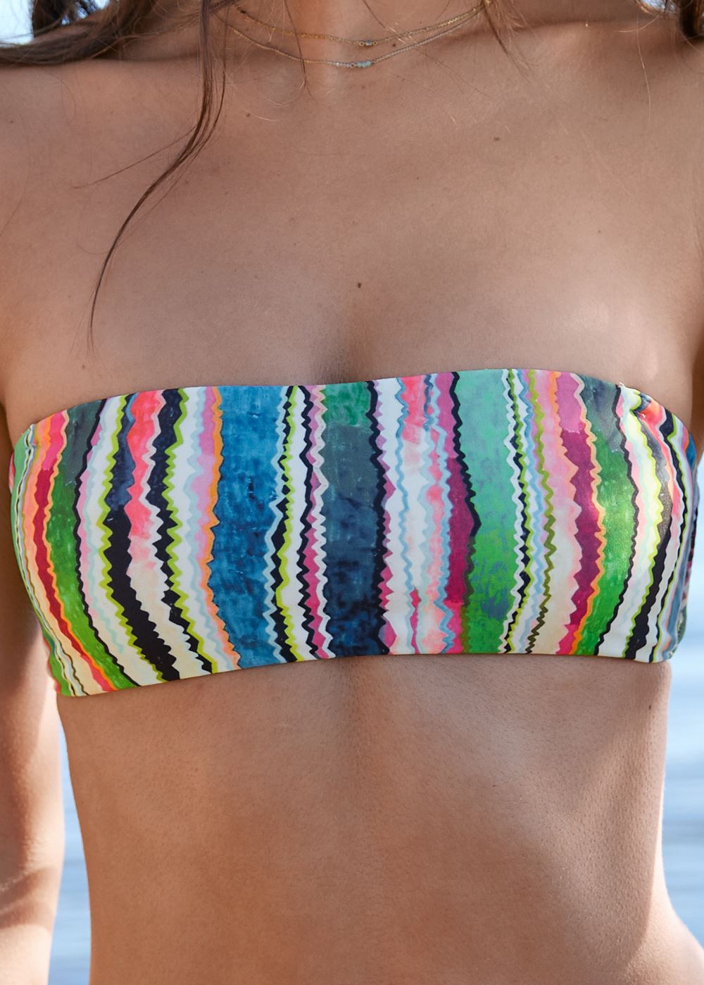 Venus Lace-Up Back Bandeau Top Bikini - Offshore Stripes