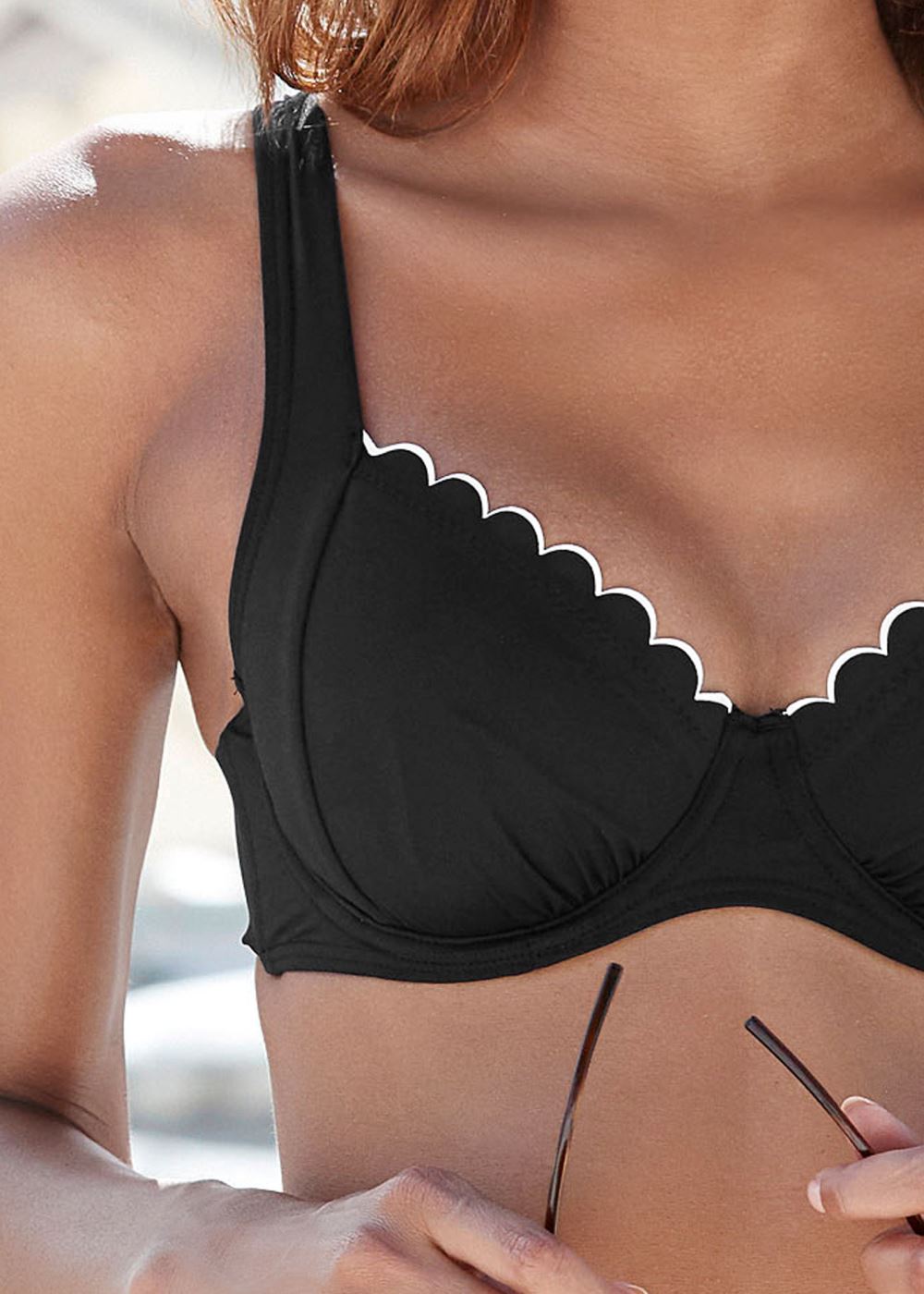 Venus Scalloped Underwire Top Bikini - Diamond Black