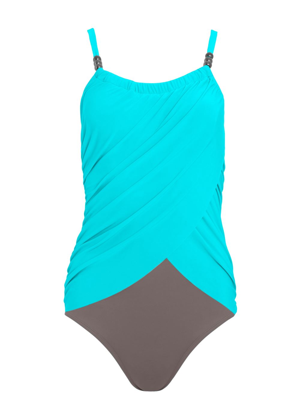 Venus Slimming Draped One-Piece Swimsuit in Aqua Reef & Stone