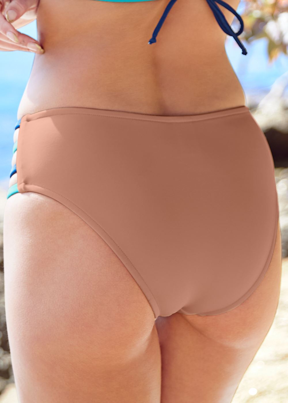 Venus Strappy Mid-Rise Bottom Bikini - Macchiato,Aqua,Ultramarineblue