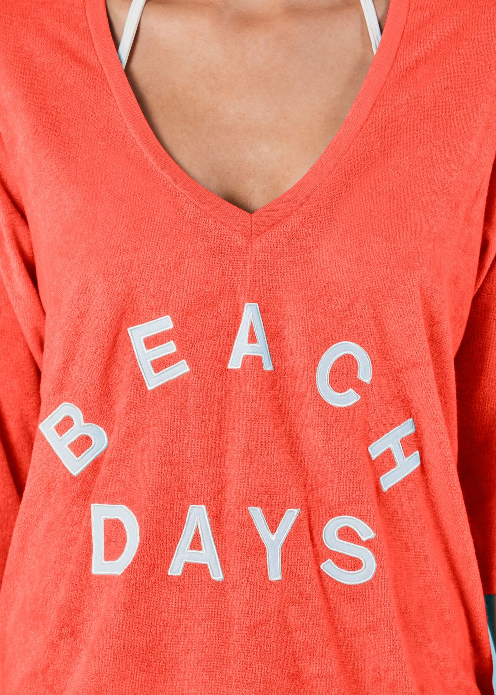 Venus Deep V Beach Cover-Up in Coral Bright