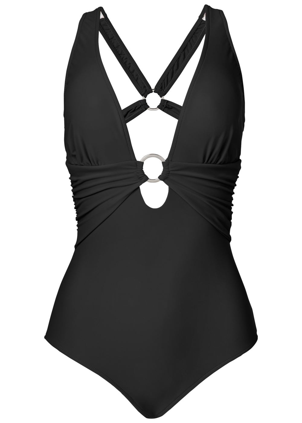 Venus Crisscross One-Piece Swimsuit in Black Beauty