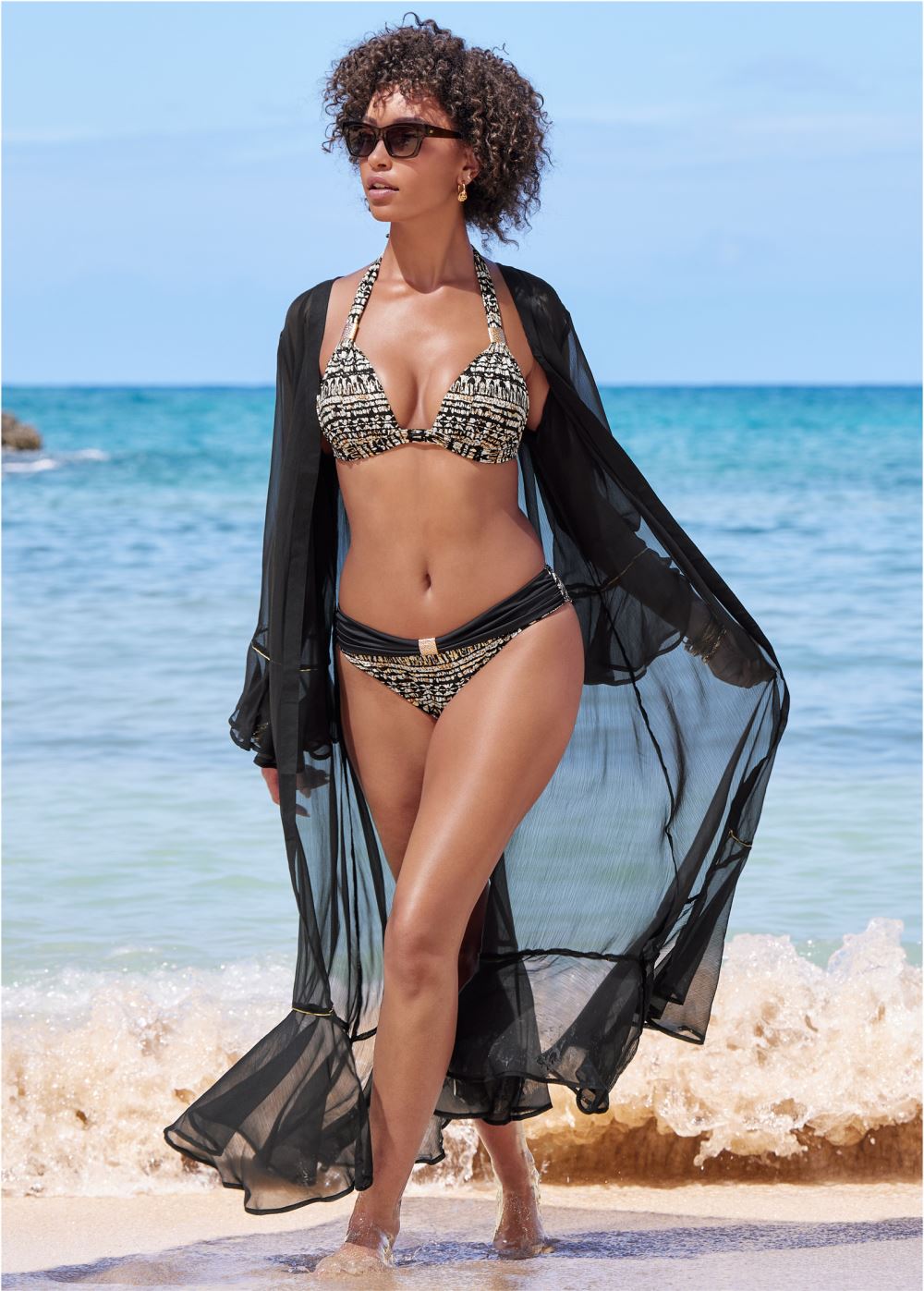 Venus Goddess Scoop Front Bottom Bikini - Aztec Stripes