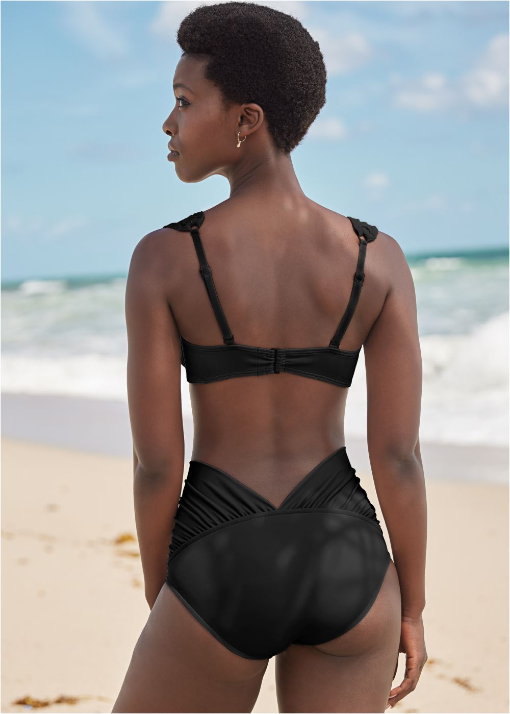 Venus The Audri Moderate Mid-Rise Bottom Bikini - Black Beauty