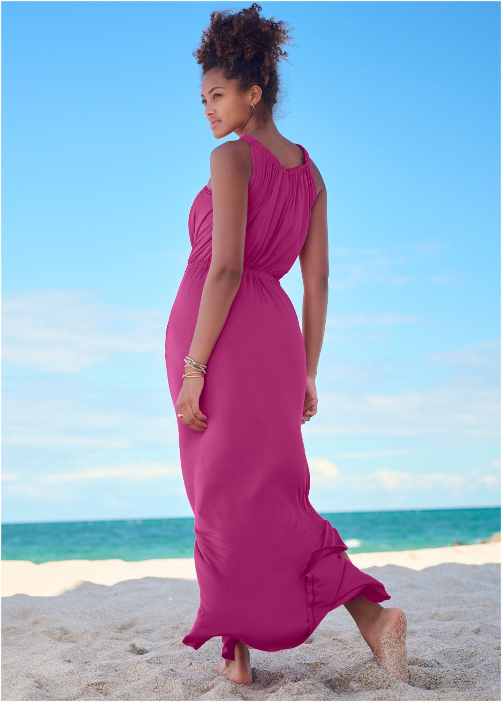 Venus Gathered Neckline Maxi in Passion Fruit