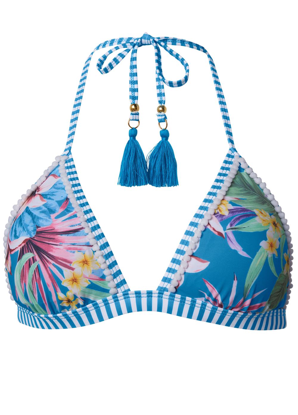 Venus Pom-Pom Triangle Bikini Top Bikini - Tropical Delight