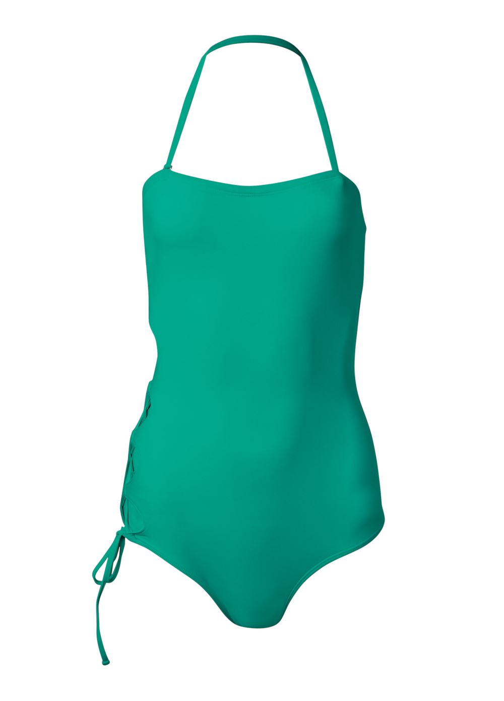Venus Lace-Up Strappy One-Piece Swimsuit in Royal Green
